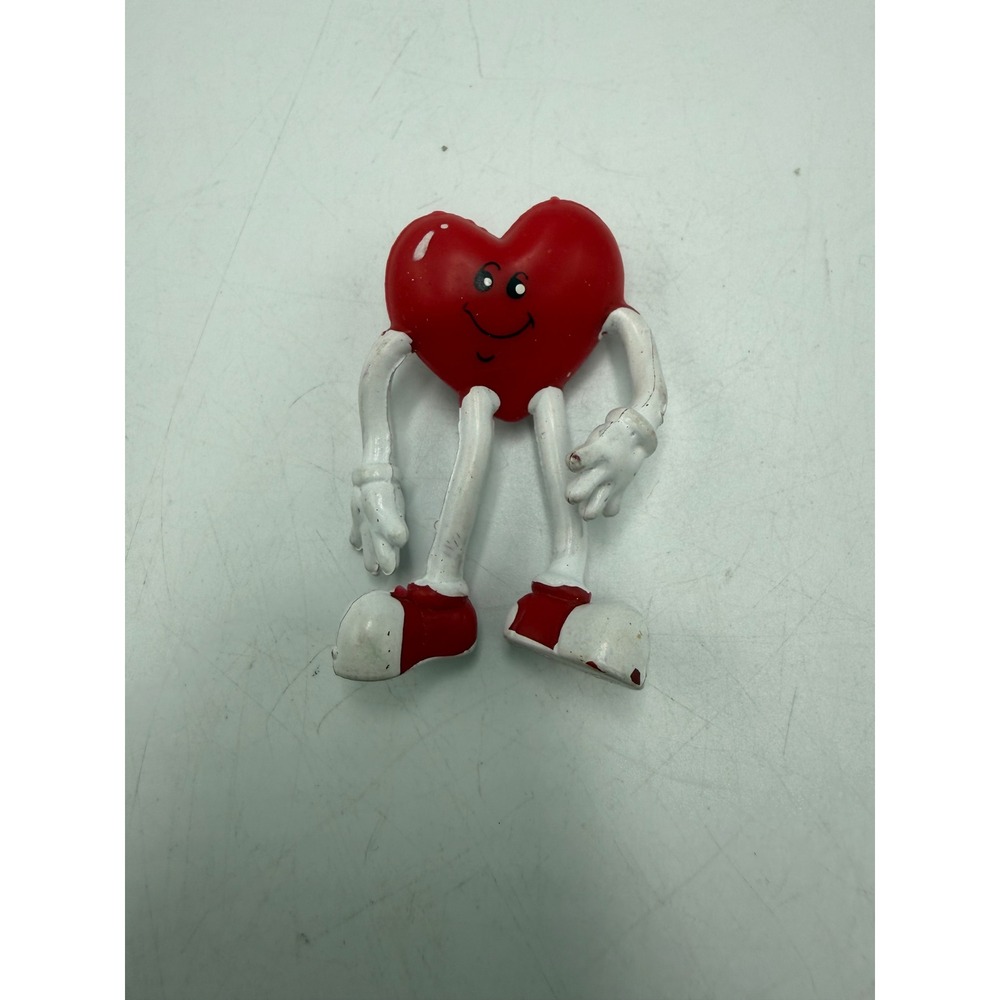 Vintage Red Heart Character Brooch Novelty Smiling Heart Pin Retro Kitsch 2.5"